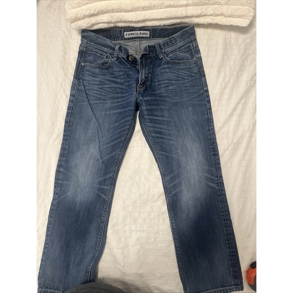 Express‎ Religion Men Jeans30/32 Straight Blue 5 Pockets Denim Section Danny - Picture 1 of 8